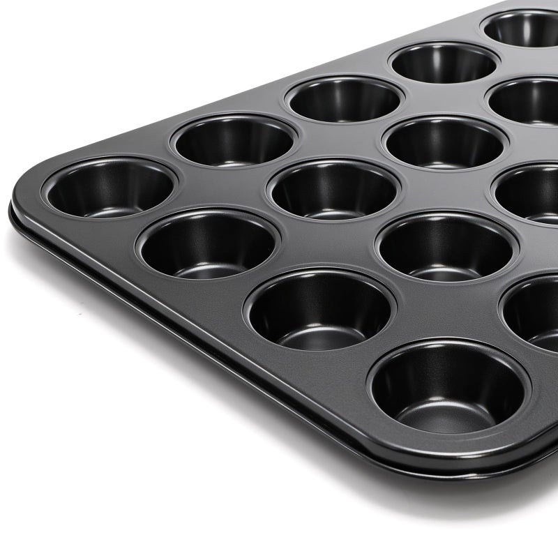 Kingrol 24-Cup Nonstick Mini Cupcake & Muffin Pans, Carbon Steel Baking Pans, Cake Moulds - 2 Pack - Image 4